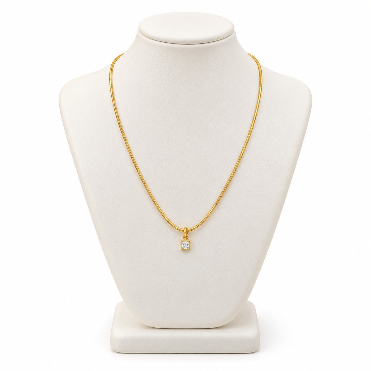 TITLIYA Korean Style Gold Mini Square Crystal Pendant Necklace