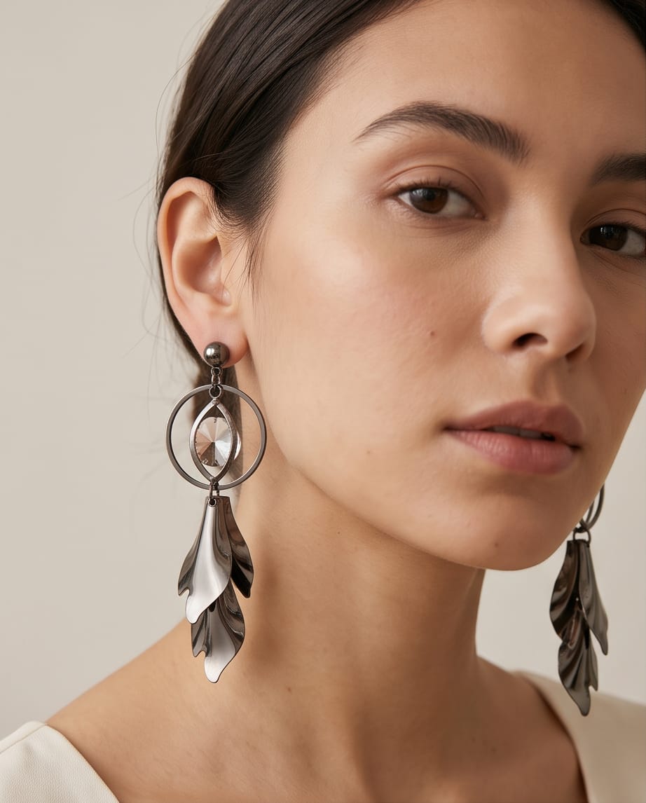 Crystal Leaf Drop Earrings