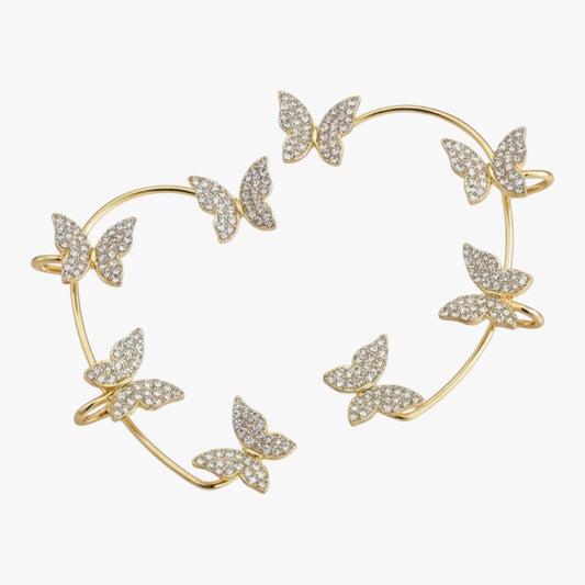 Butterfly Zircon Earcuff Non Piercing Earrings Set Left and Right Titliya
