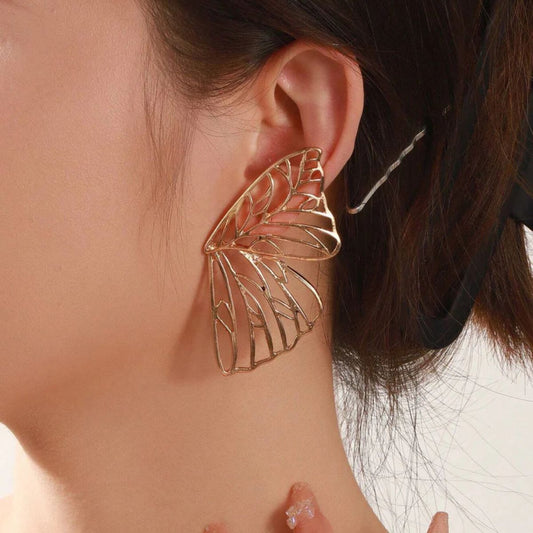 Gold Plated Butterfly Hoop Earrings (Premium) - TITLIYA