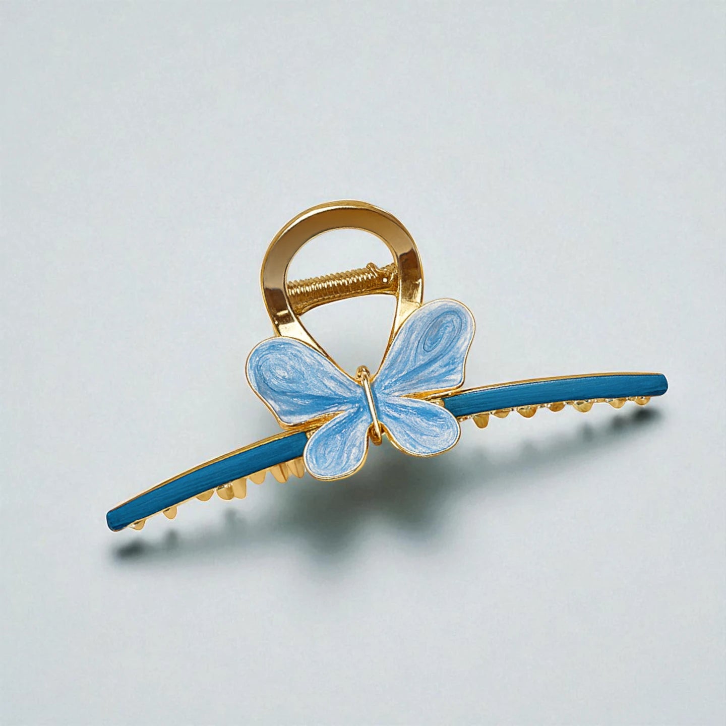 Luxury Blue Butterfly Hair Clip – Gold Metal Grip - TITLIYA