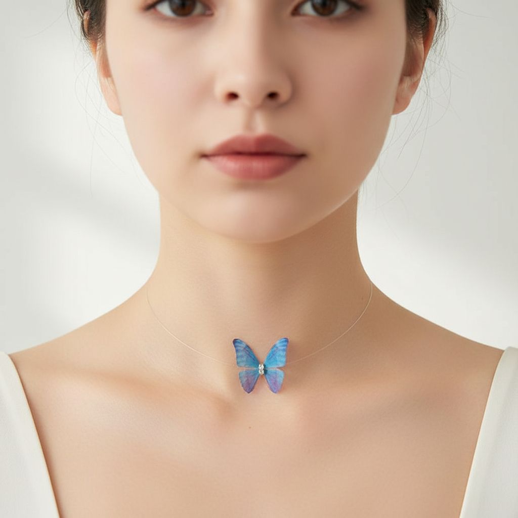 Purple Butterfly Choker Necklace (Adjustable) Titliya