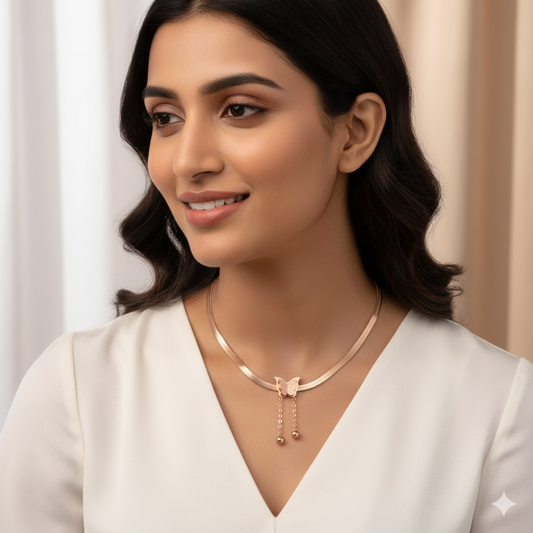 Snake Chain Butterfly Pendant Necklace Titliya