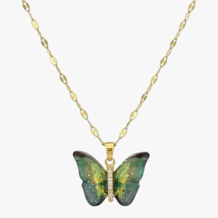 Vibrant Blue Winged Butterfly Necklace Titliya