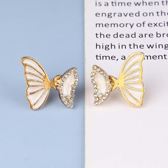 White Pearl Butterfly Stud Earrings (Elegant) Titliya
