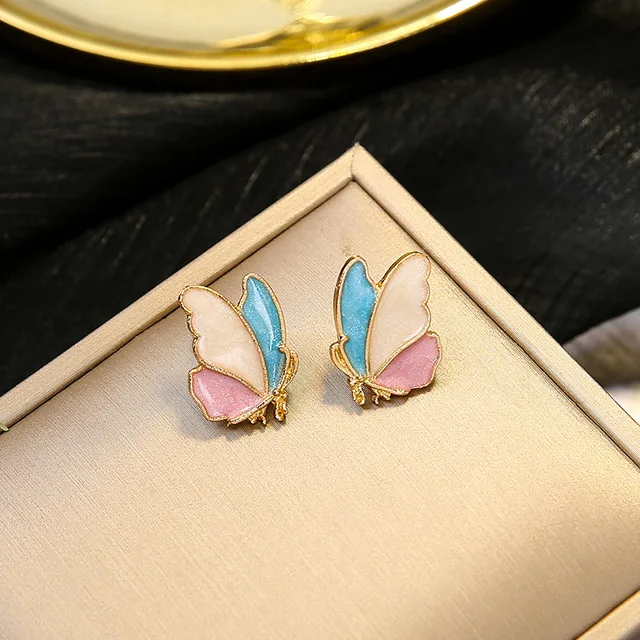 Colourful Stainless Steel Korean Style Butterfly Earrings Titliya