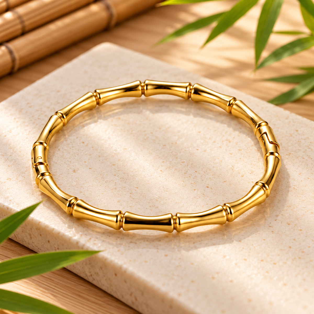 TITLIYA Korean Style Gold Tone Bamboo Bracelet for Women