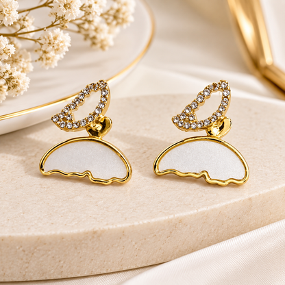TITLIYA Korean Style Gold Butterfly Stud Earrings for Women