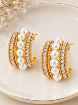 TITLIYA Korean Pearl Crystal Hoop Earrings For Women