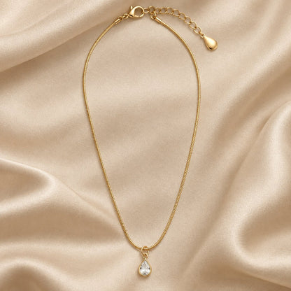 TITLIYA Korean Style Gold Mini Teardrop Pendant Necklace