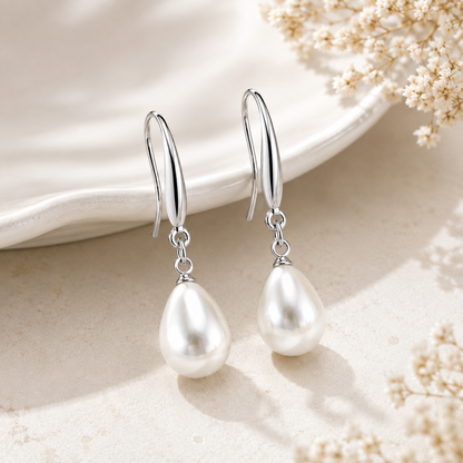 TITLIYA Korean Silver & Pearl Teardrop Earrings
