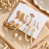 TITLIYA Golden Korean Earrings Set of 9