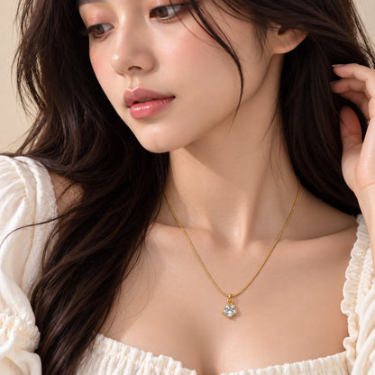 TITLIYA Korean Style Gold Mini Clover Pendant Necklace