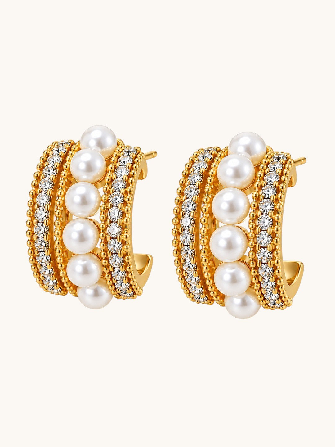 TITLIYA Korean Pearl Crystal Hoop Earrings For Women