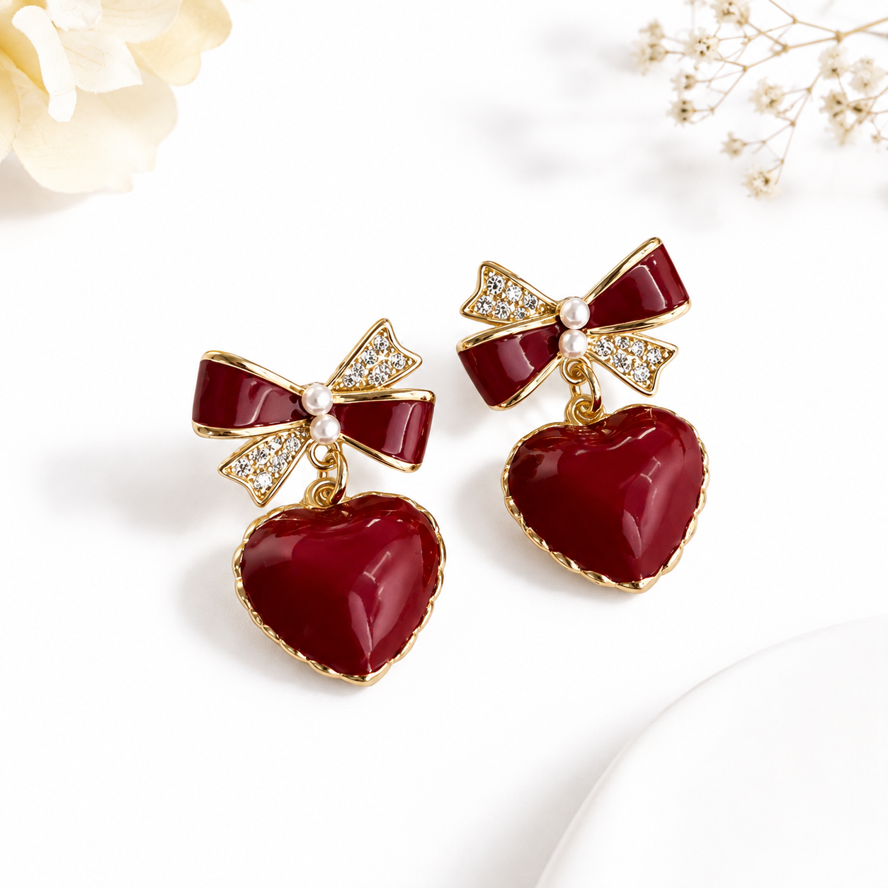 TITLIYA Korean Earrings Combo Set of 4 – Heart, Hoop, Pearl & Crystal