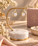 TITLIYA Korean Round Pearl Crystal Earrings