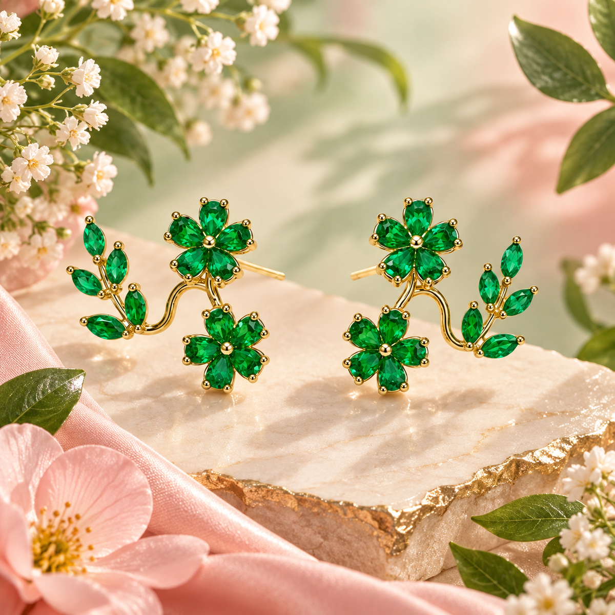 TITLIYA Korean Style Green Floral Leaf Earrings for Women
