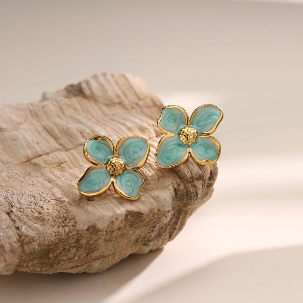 TITLIYA Korean Sea Green Flower Earrings