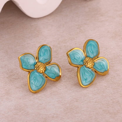 TITLIYA Korean Sea Green Flower Earrings