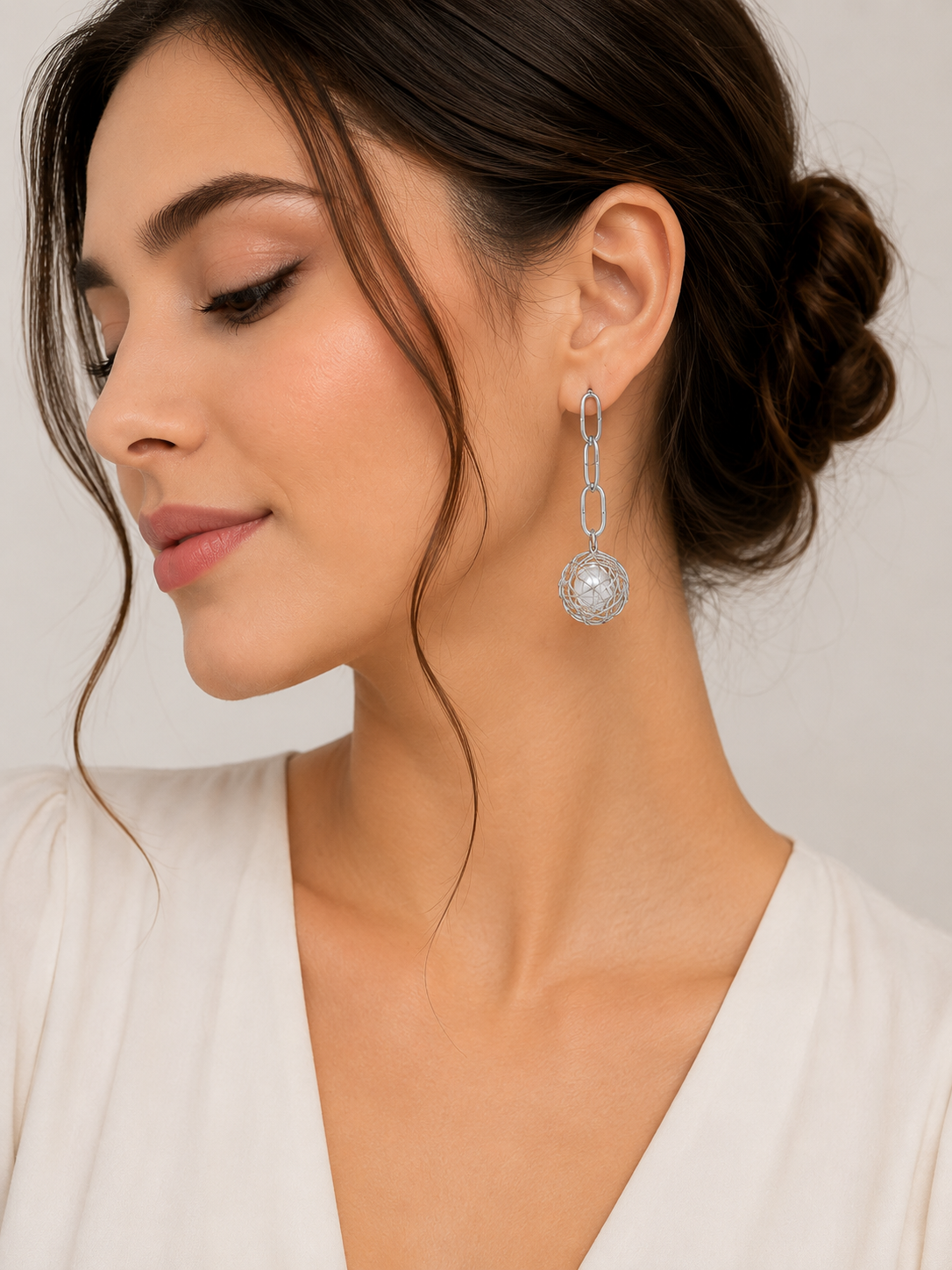 Minimalist Silver Chain Dangle Earrings