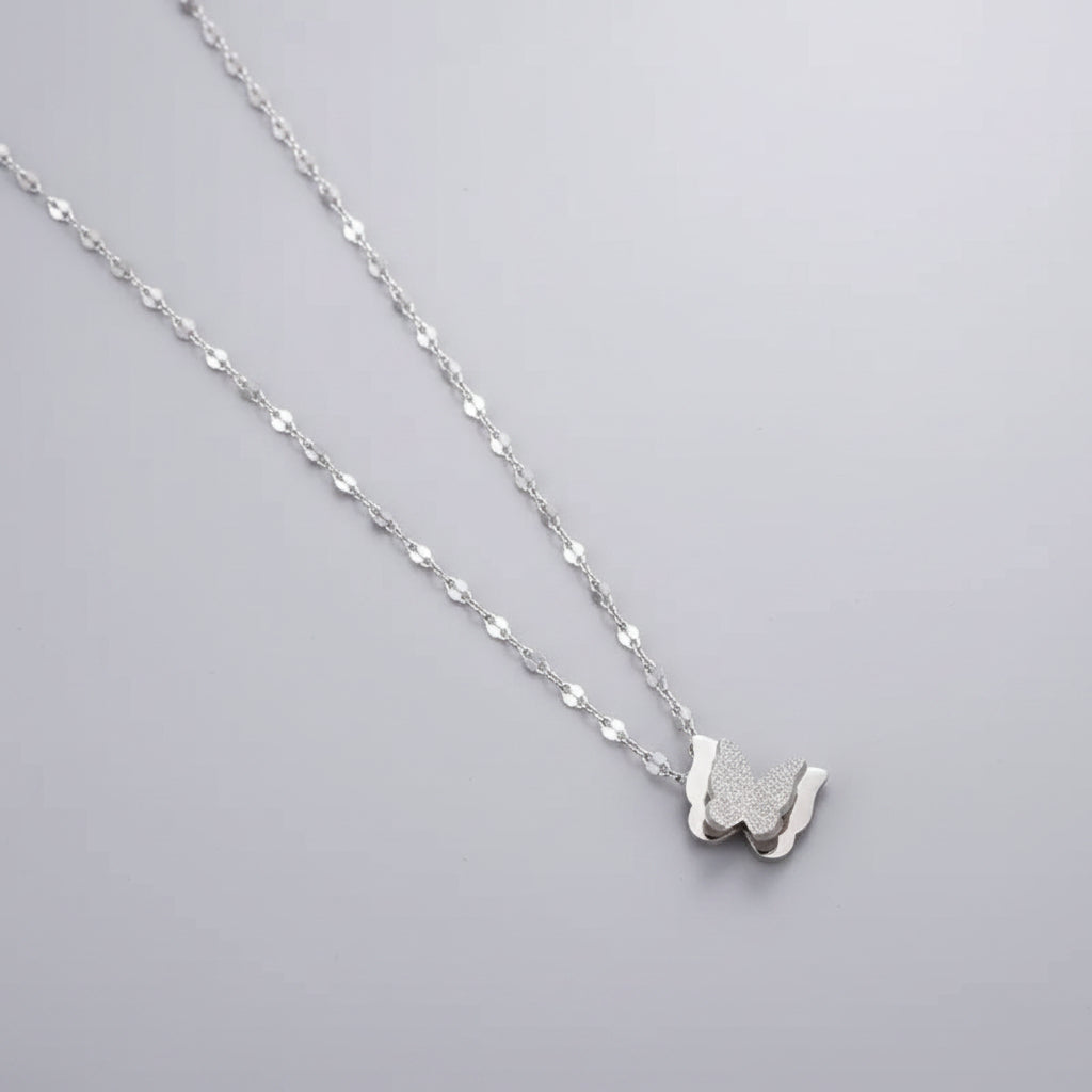 TITLIYA Korean Silver Butterfly Pendant Necklace