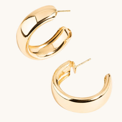 TITLIYA Korean Style Gold Hoop Earrings for Women – Chunky Open Hoop Statement Earrings | Anti-Tarnish