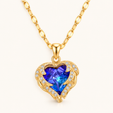 TITLIYA Korean Blue Heart Stone Gold-Plated Necklace for Women