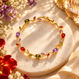 TITLIYA Multicolor Tulip Gold-Tone Bracelet