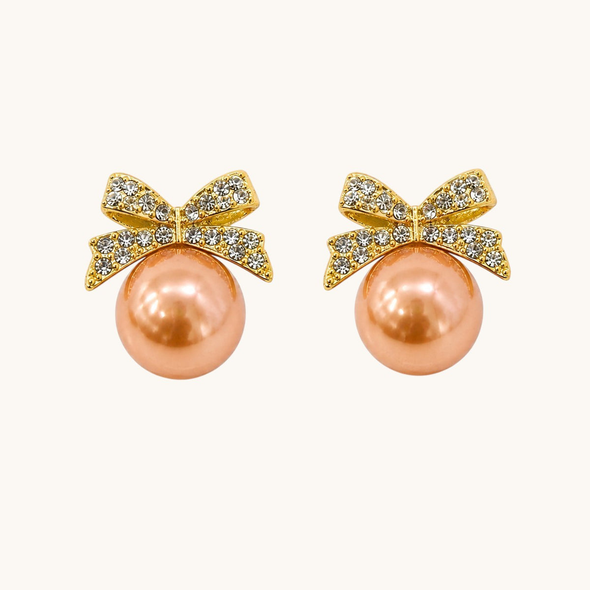TITLIYA Korean Rose Gold Pearl Bow Earrings