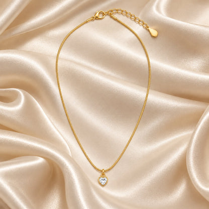 TITLIYA Korean Style Gold Mini Heart Pendant Necklace
