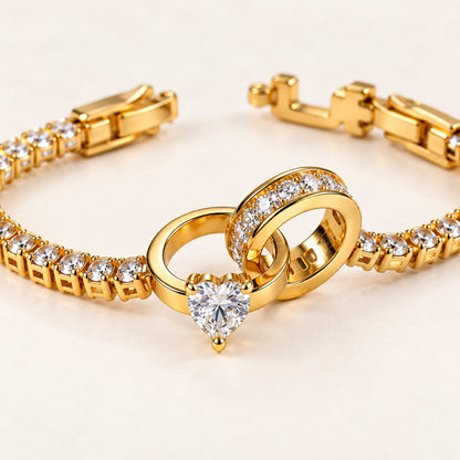 TITLIYA Korean Style Gold Heart Crystal Bracelet for Women