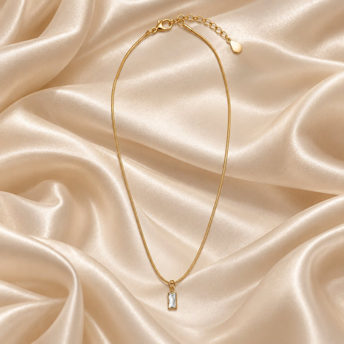 TITLIYA Korean Style Gold Mini Rectangle Pendant Necklace
