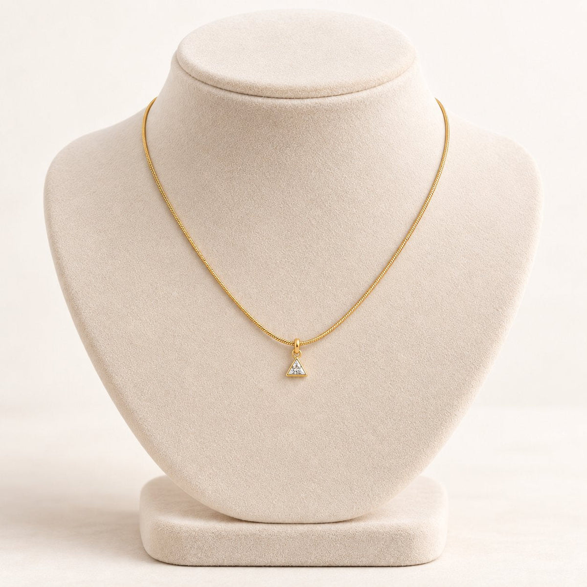 TITLIYA Korean Style Gold Mini Triangle Crystal Pendant Necklace