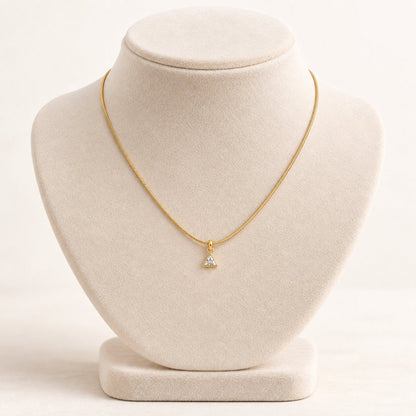 TITLIYA Korean Style Gold Mini Triangle Crystal Pendant Necklace