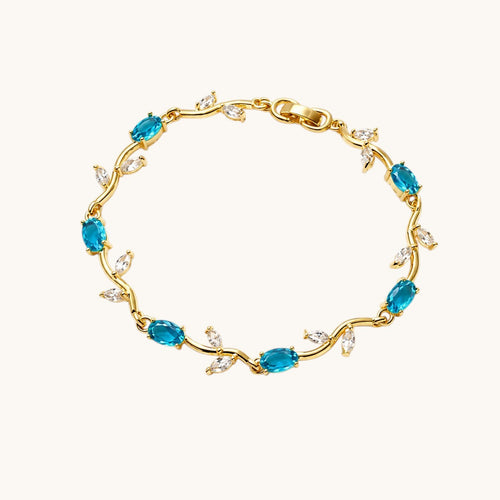 TITLIYA Korean Ocean Blue Crystal Gold-Tone Bracelet