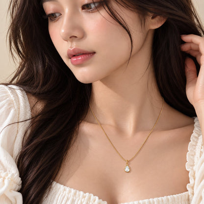 TITLIYA Korean Style Gold Mini Teardrop Pendant Necklace