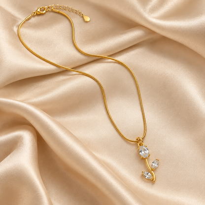 TITLIYA Korean Style Gold Tone White Tulip Pendant Necklace