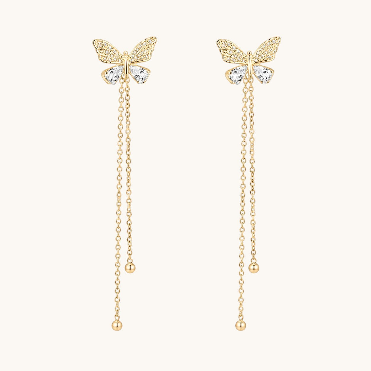 TITLIYA Korean Style Gold Butterfly Crystal Drop Earrings for Women