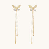 TITLIYA Korean Style Gold Butterfly Crystal Drop Earrings for Women
