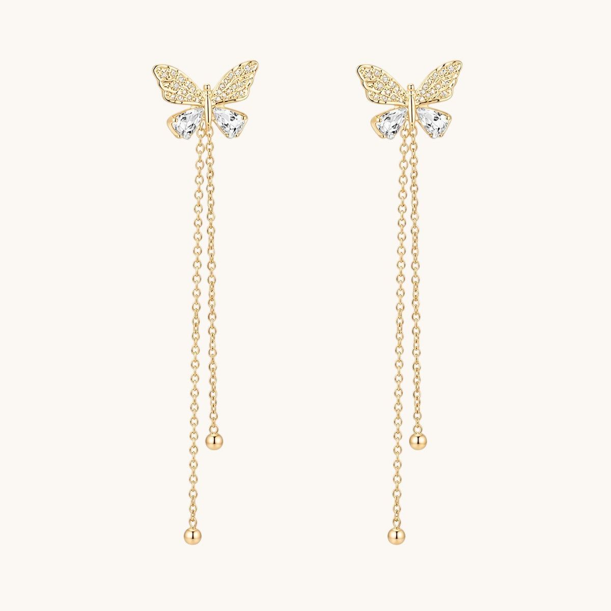 TITLIYA Korean Style Gold Butterfly Crystal Drop Earrings for Women