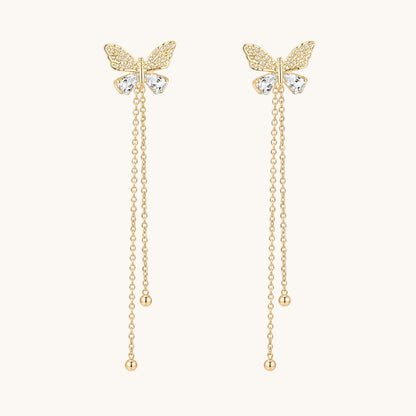 TITLIYA Korean Style Gold Butterfly Crystal Drop Earrings for Women