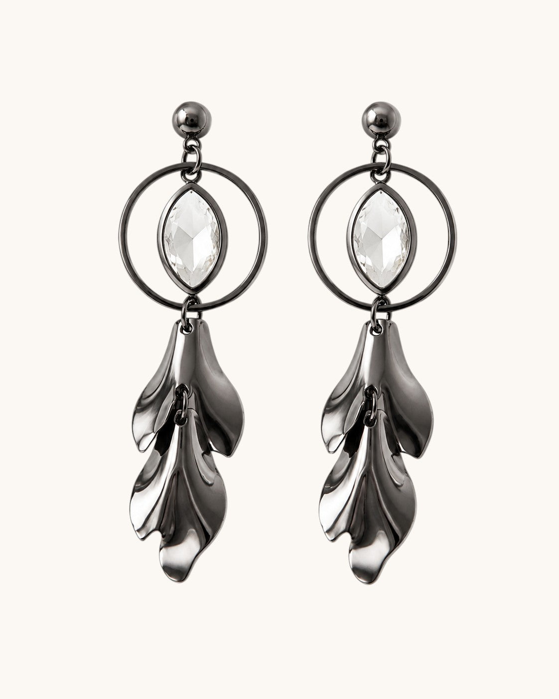 Crystal Leaf Drop Earrings