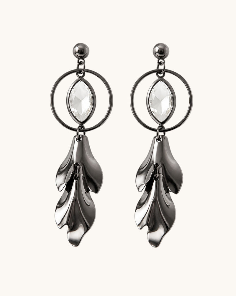 Crystal Leaf Drop Earrings