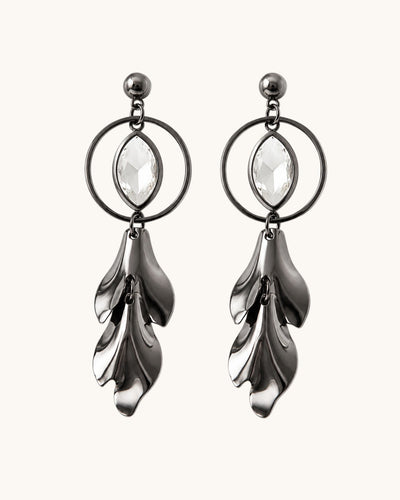 Crystal Leaf Drop Earrings