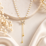 TITLIYA Korean Pearl Butterfly Pendant Necklace