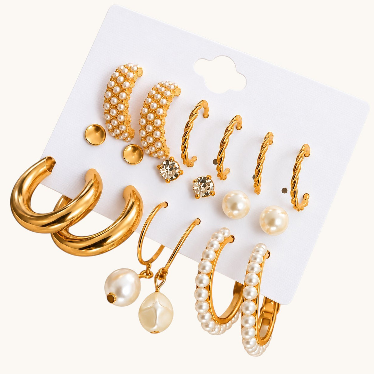 TITLIYA Golden Korean Earrings Set of 9
