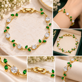 TITLIYA Korean Green & White Stone Tulip Bracelet For Women