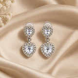 TITLIYA Silver-Toned Stainless Steel Heart-Shaped Drop Earrings