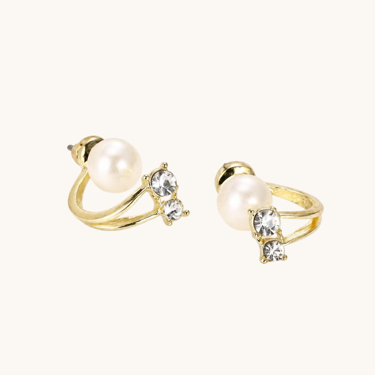 TITLIYA Korean Pearl Anti-Tarnish Gold Stud Earrings