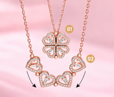 TITLIYA Korean Rose Gold Four Heart Pendant Necklace for Women